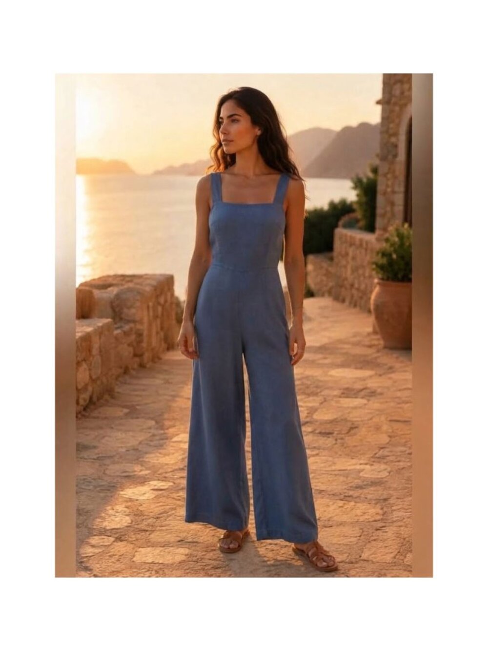 VETTA Capsule Apron Tencel Wide Leg Jumpsuit